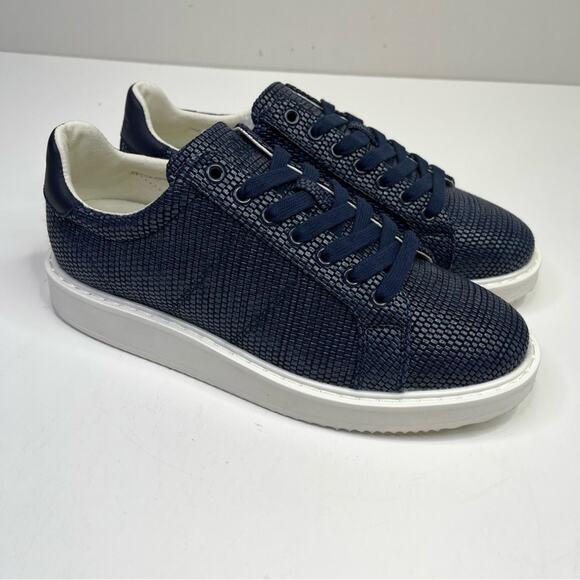 Lauren Ralph Lauren Angeline IV Leather Trim Straw sneakers navy blue - 8.5 - Picture 6 of 10
